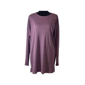 J. Jill Simply Supima 1X Womens Crew Neck Long Sleeve Tunic in Plum